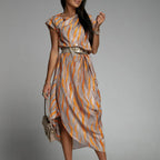 Printed Long  Dress For Women High-waisted A- line