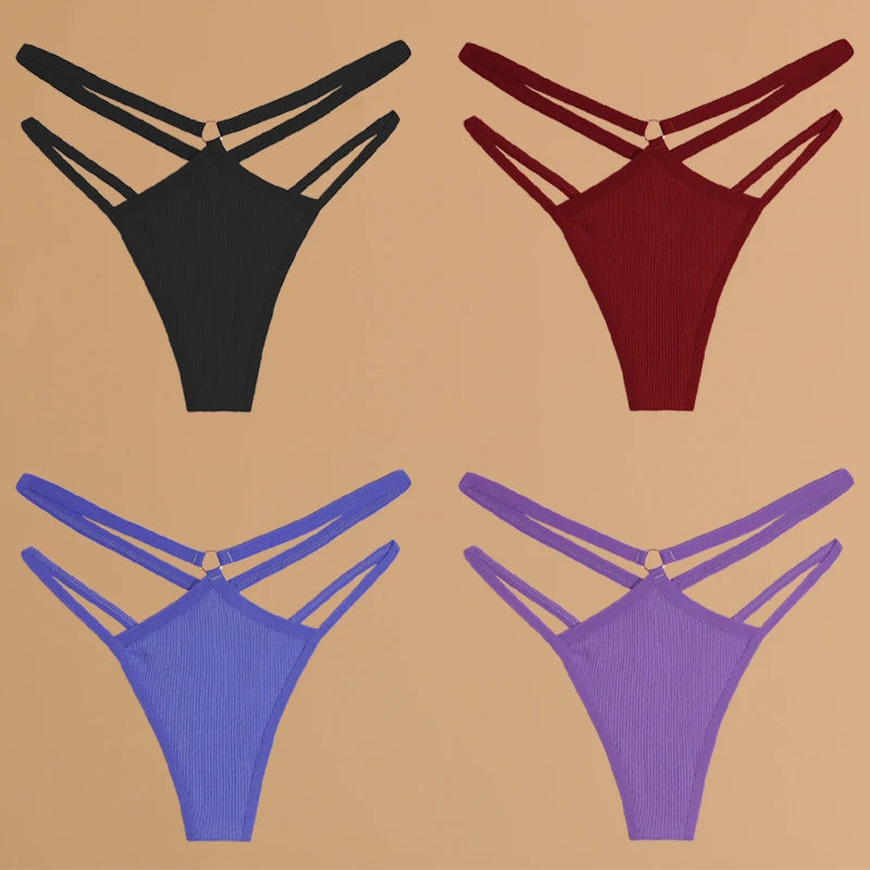 4Pcs Cotton Double Thin Thongs