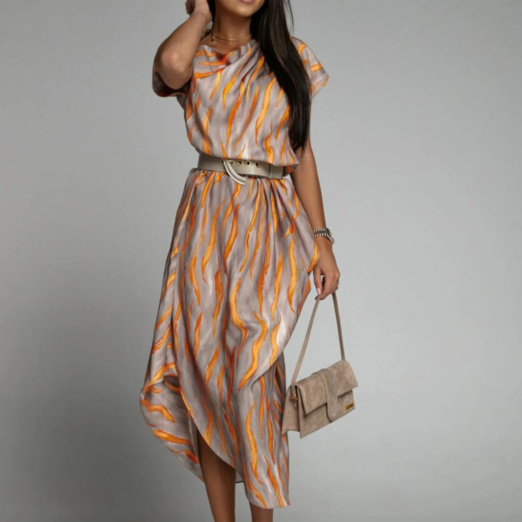 Printed Long  Dress For Women High-waisted A- line