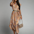 Printed Long  Dress For Women High-waisted A- line