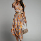 Printed Long  Dress For Women High-waisted A- line