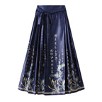 Womens Elegant Pleated Long Swing Skirt