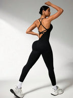Women's Black Compression Jumpsuit
