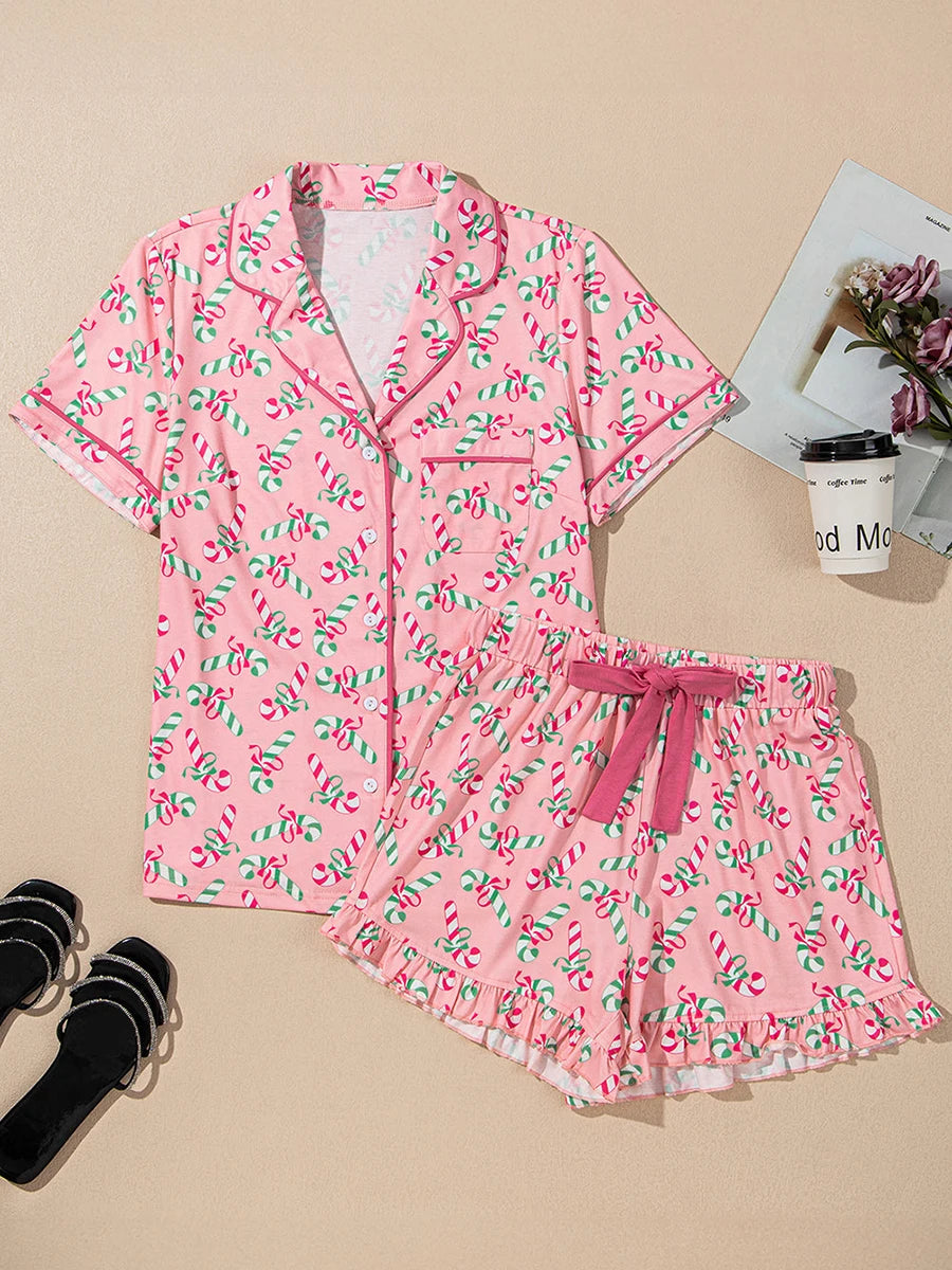 Womens Summer Pajamas  Elastic Waisted Shorts