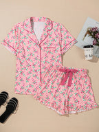 Womens Summer Pajamas  Elastic Waisted Shorts