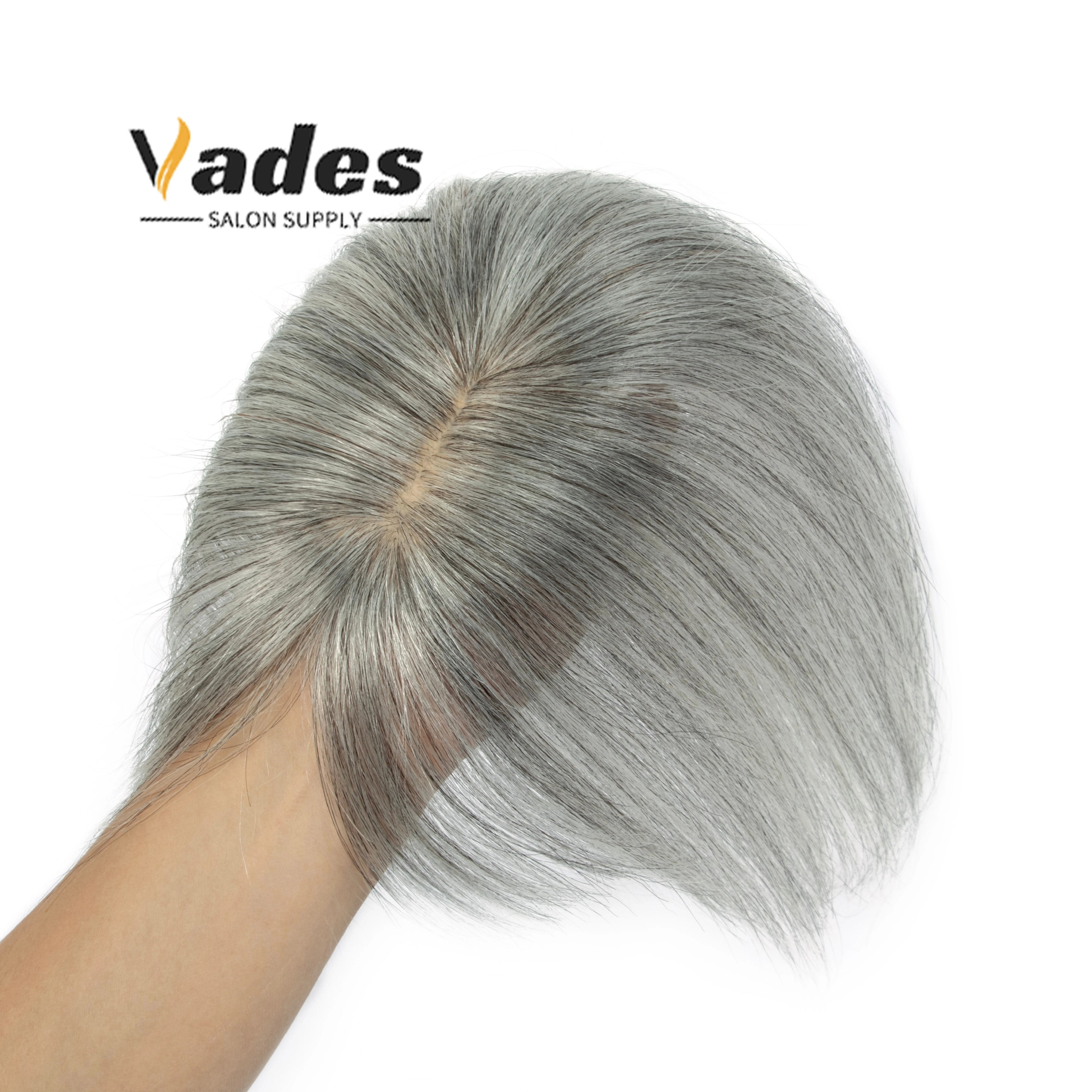 Human Hair Topper with Bangs Hand-Tied Thin 
5 * 9cm Base Light Weight Clip