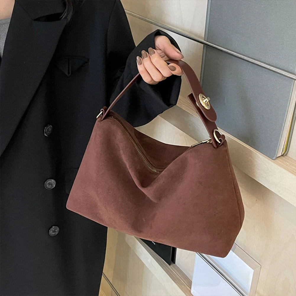 Autumn Big Boston Tote Soft Matte Suede