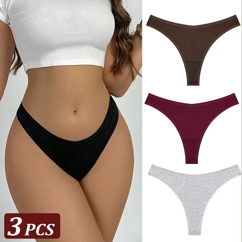 3Pcs/Set Seamless Thong Cotton Panties