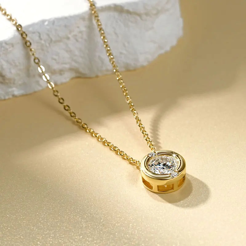 6.5mm Moissanite Bubble Pendant Necklace 925 Sterling Silver