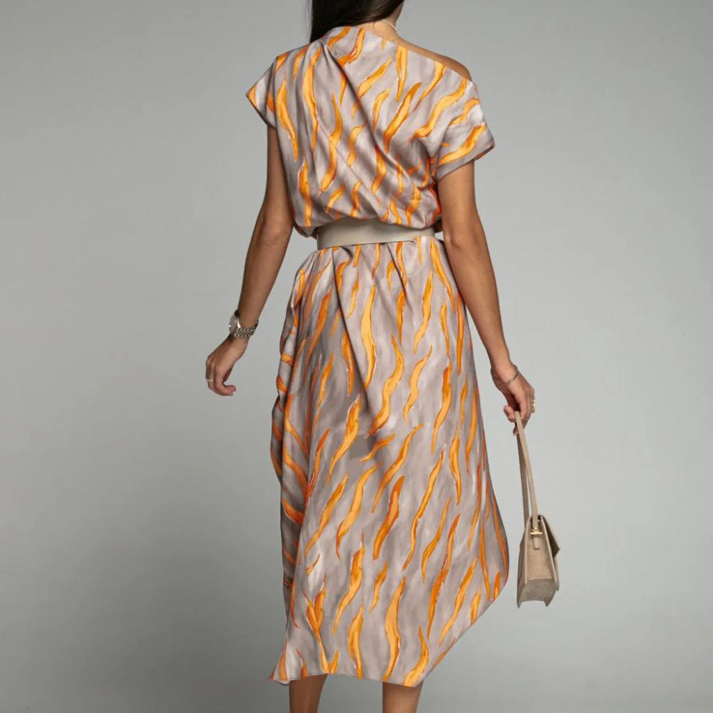 Printed Long  Dress For Women High-waisted A- line