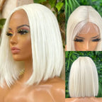 Platinum White Short Bob Straight Lace Front Wigs Human Hair 
Lace Front Wigs Glueless Wigs Pre Plucked 180% Density