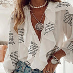 Summer Blouses For Women  Ruffle  Long Sleeve Loose