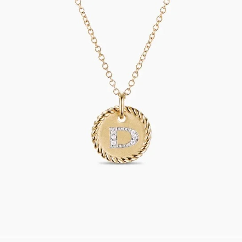 DY Simple Gold Color Letter Pendant Necklace