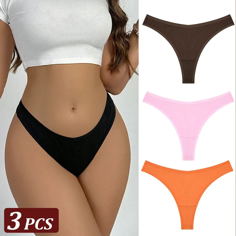 3Pcs/Set Seamless Thong Cotton Panties