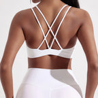 Solid Color Cross Fitness Bra  With Chest Pad