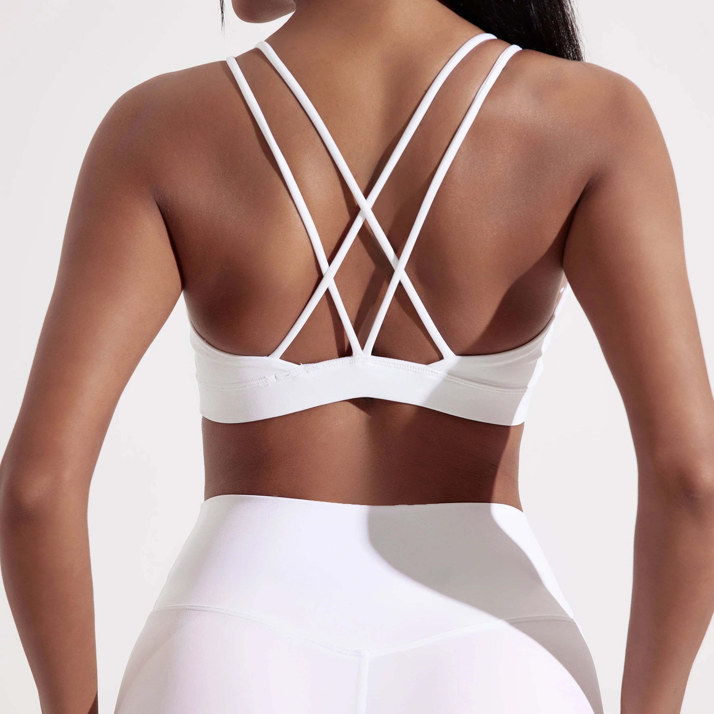 Solid Color Cross Fitness Bra  With Chest Pad