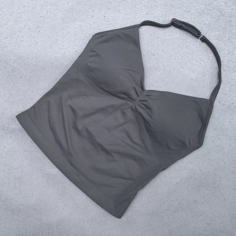 Adjustable Women Scrunch Bra Removable Cups Yoga Tank