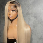 Ombre Brown Roots Ash Blonde Wig 13x4 H
Straight Lace Front Wig Human Hair 200 Density Human Hair Wig
