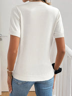 Woman Sweater Knitted Round Neck Short Sleeve Tops