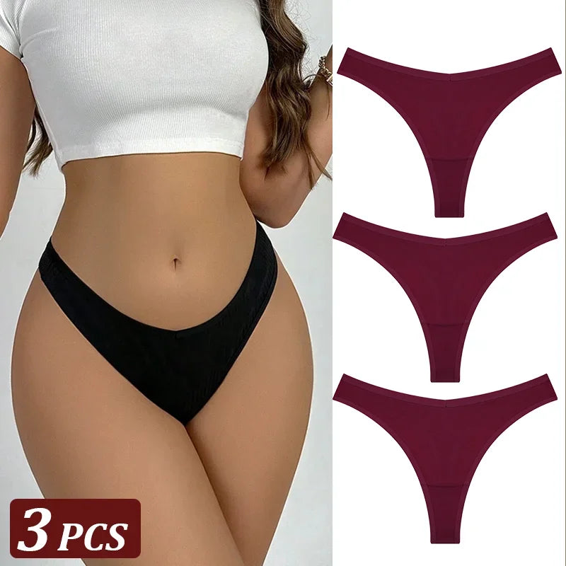 3Pcs/Set Seamless Thong Cotton Panties