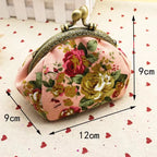 Women Canvas Fabric Big Rose Purse