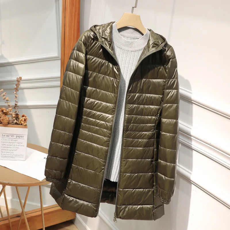 Light Down Jacket Ladies Overcoats Hip-Length