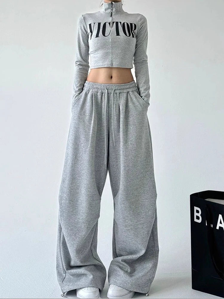 Wide Leg Sweatpants Women  Baggy Oversize High Waist Drawstring