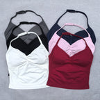 Adjustable Women Scrunch Bra Removable Cups Yoga Tank