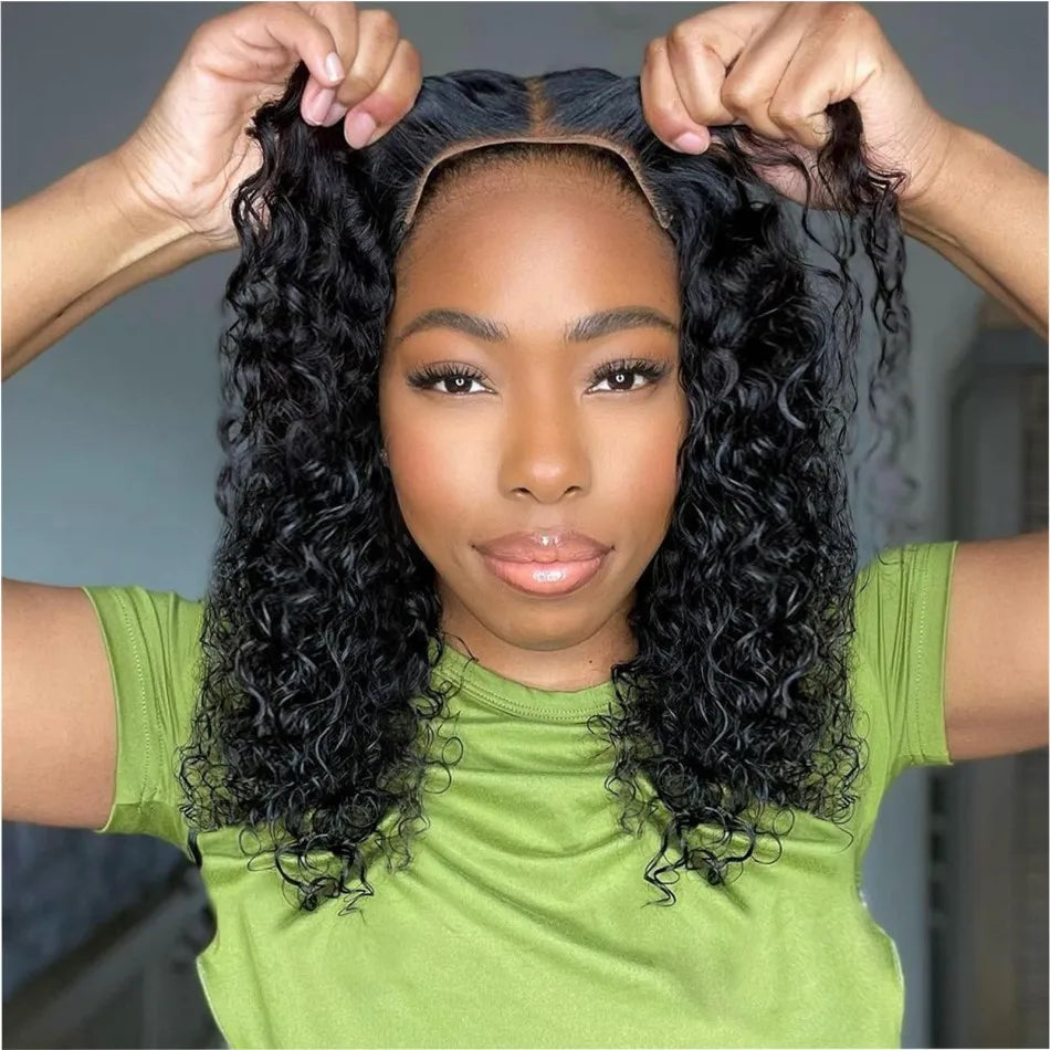 Highlight Ombre Bob Wig Human Hair 
100% Curly Short 5X5 Lace Closure Wig Honey Blonde Colored Glueless Deep Wave Frontal Wigs
