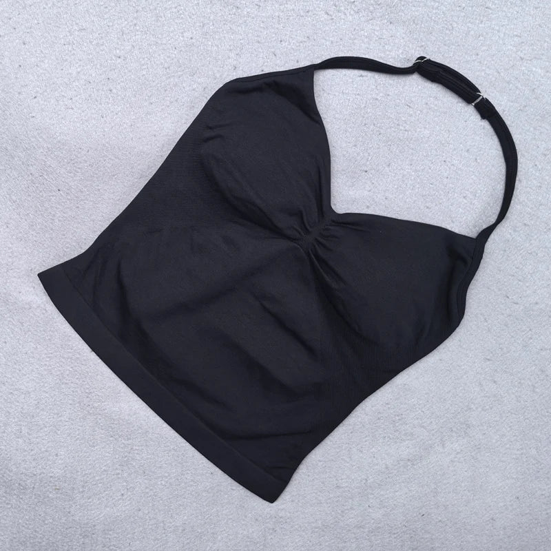 Adjustable Women Scrunch Bra Removable Cups Yoga Tank