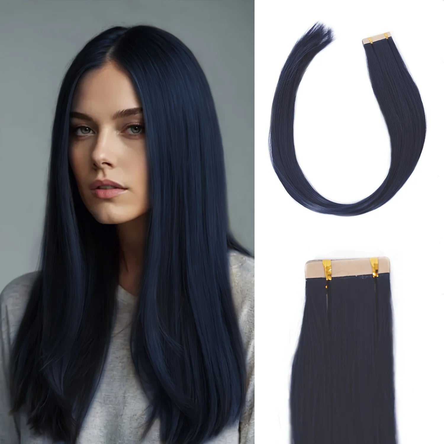 Seamless Invisible Tape in Red Hair Extensions for Women 24 inch Straight 
Colored Soft Synthetic Hair for Party Halloween Use