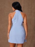 Plus Size Sleeveless Button-Front Shirt Dress