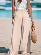 Women's  Wide Leg Pants pockets Solid Color Pants