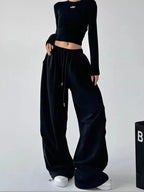 Wide Leg Sweatpants Women  Baggy Oversize High Waist Drawstring