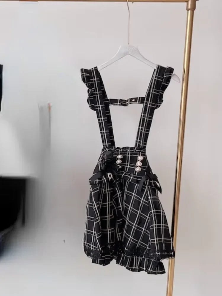 Lolita Style Mini Skirt Women Elegant Lace Metal Buckle Skirt