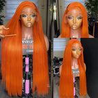350 Ginger Orange Straight Human Hair Wigs 13X4 Hd Lace Frontal Wigs
 250% Density Pre-plucked Brazilian Human Hair Wig For Women