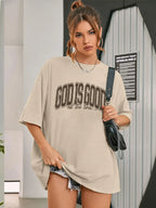 T-Shirts Letter Prints  Oversize Short Sleeve Tee 100% Cotton