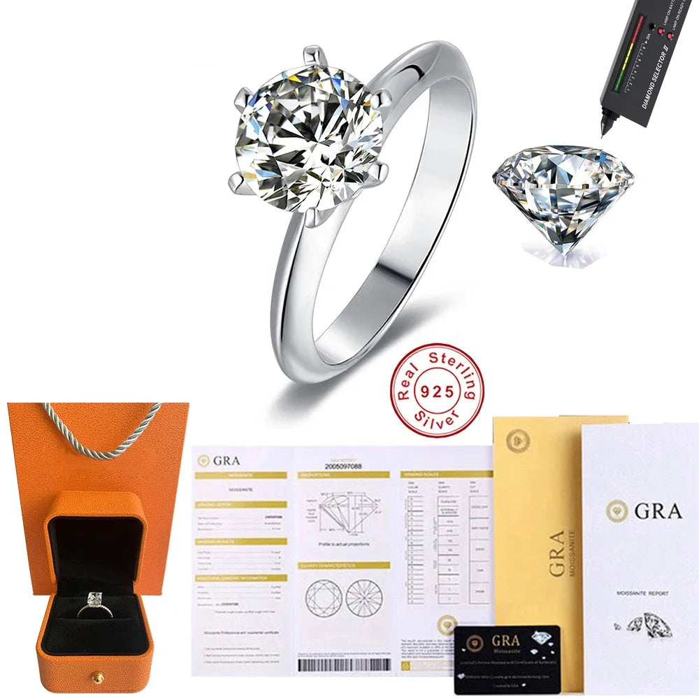 925 Sterling Silver 1-3 Ct Real Moissanite Rings Wholesale