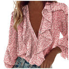 Summer Blouses For Women  Ruffle  Long Sleeve Loose