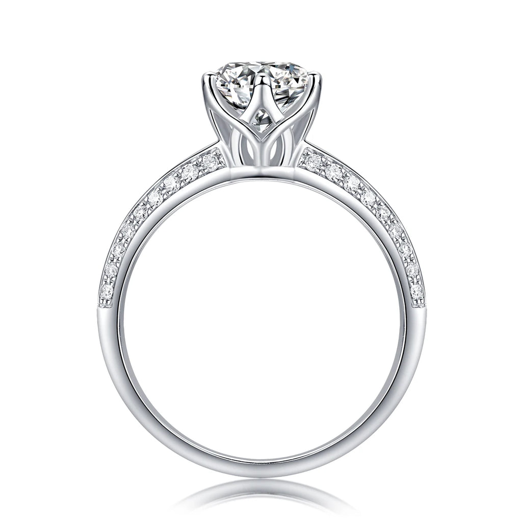 1ct 2ct 3ct Moissanite Ring 925 Sterling Silver 18K Gold Plated