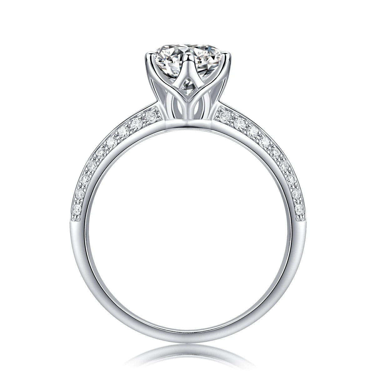 1ct 2ct 3ct Moissanite Ring 925 Sterling Silver 18K Gold Plated