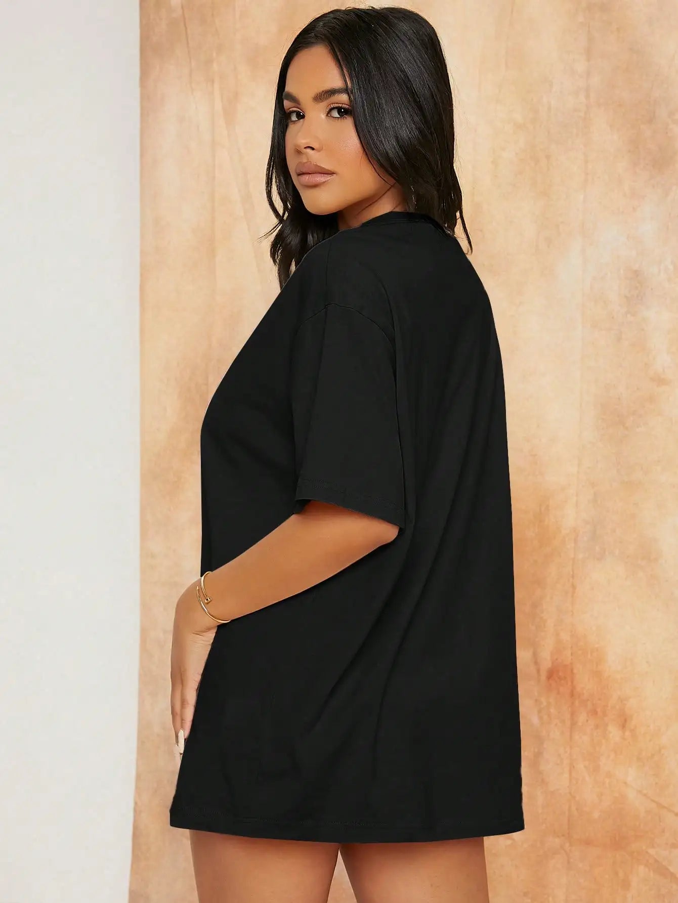 Oversized Cotton Drop Shoulder T-Shirt for Women