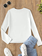 Women's Long Sleeve Butterfly Print T-Shirt, Round Neck Top