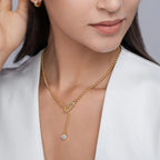 Moissanite Y-Shape Necklace, S925 Silver, 18K Gold Plated