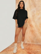 Oversized Cotton Drop Shoulder T-Shirt for Women