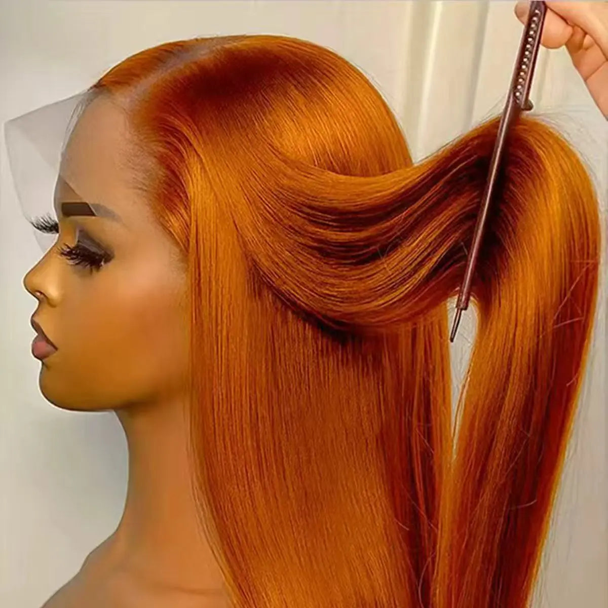 350 Ginger Orange Straight Human Hair Wigs 13X4 Hd Lace Frontal Wigs
 250% Density Pre-plucked Brazilian Human Hair Wig For Women