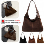 Women Suede Tote Bag Magnetic Closure