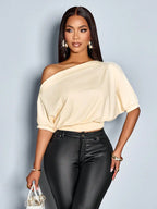 Women's Off Shoulder Ruched Top with Puff Sleeves