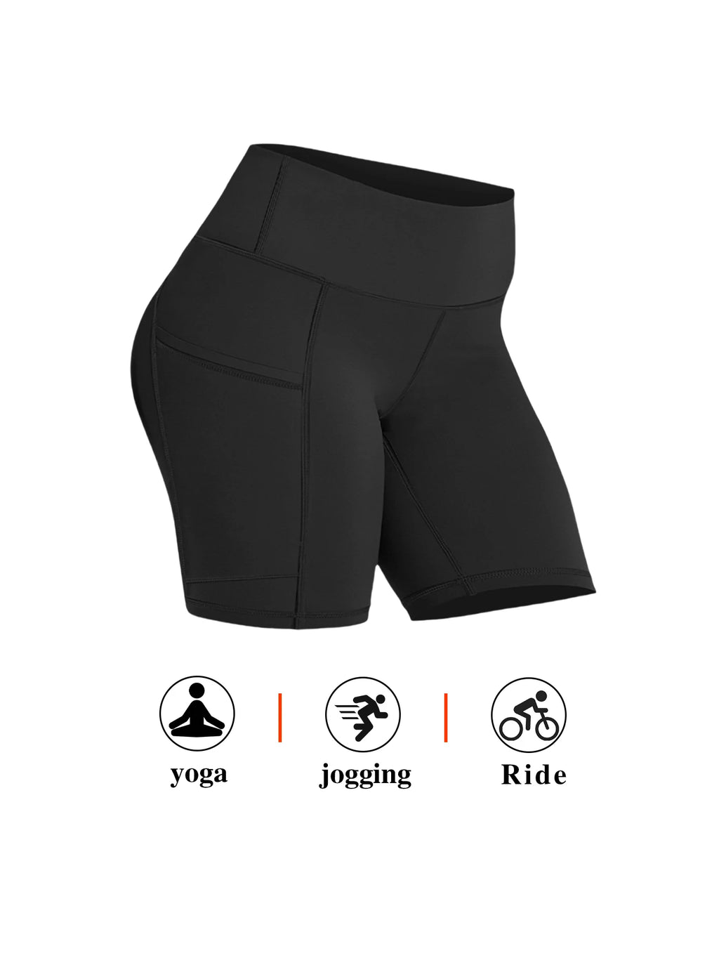 High-tummy-control shorts; pocket style.