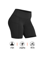 High-tummy-control shorts; pocket style.